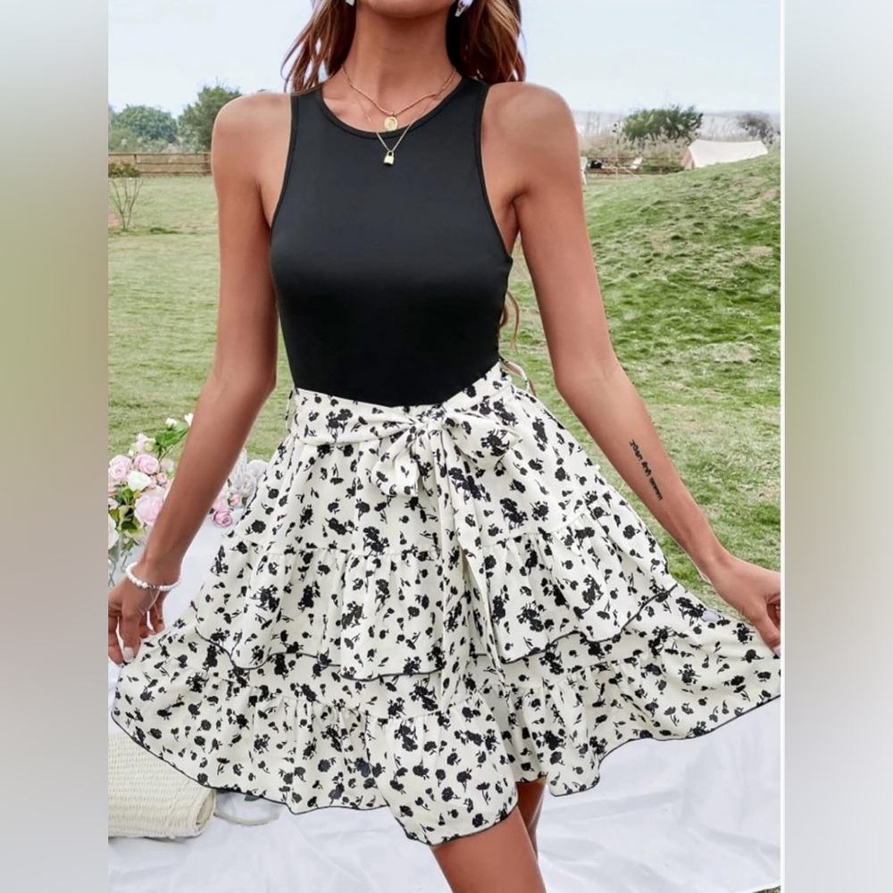 SHEIN Tank Dress With Layered Skirt